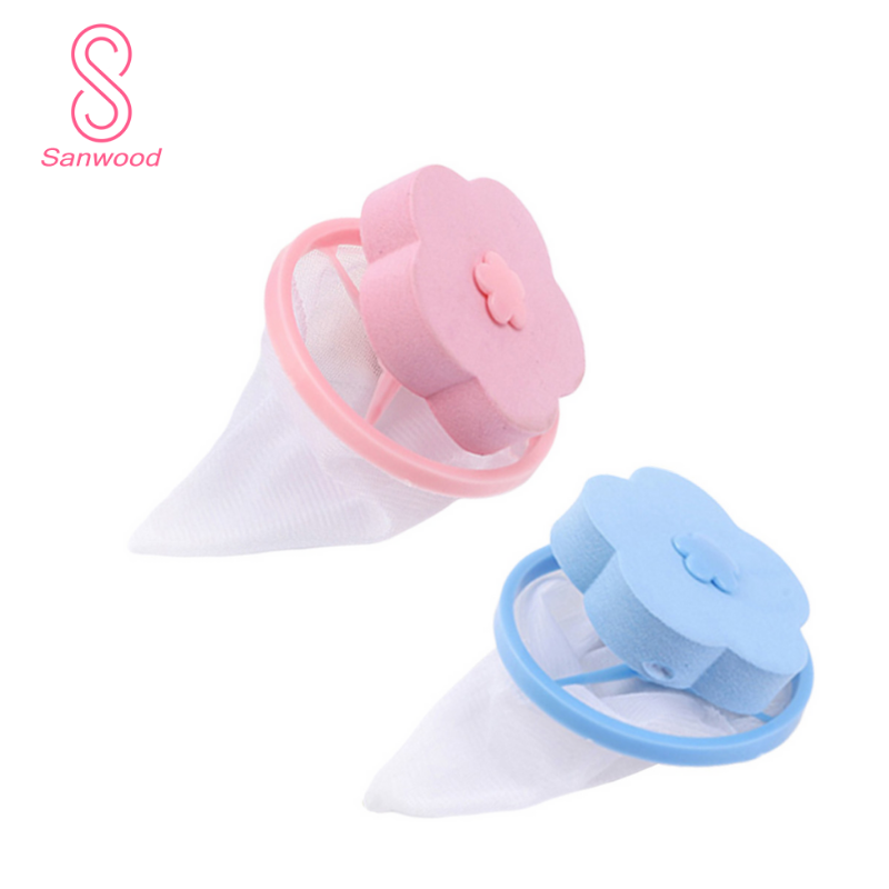 One Set 2Pcs Washing Machine Laundry Floating Hair Catcher Lint Mesh Filter Bag Pouch. 