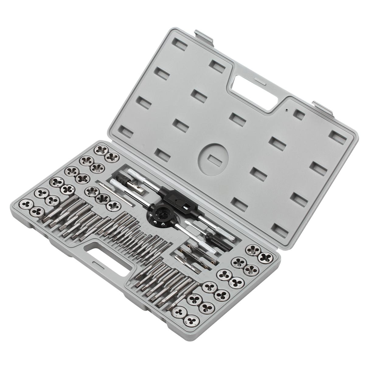 KOGEEK 60pcs Tap & Die Set SAE and Metric Sizes Screw Taps Threading Dies Screw Die with Tap & Die Handles Slotted Screwdriver Storage Case