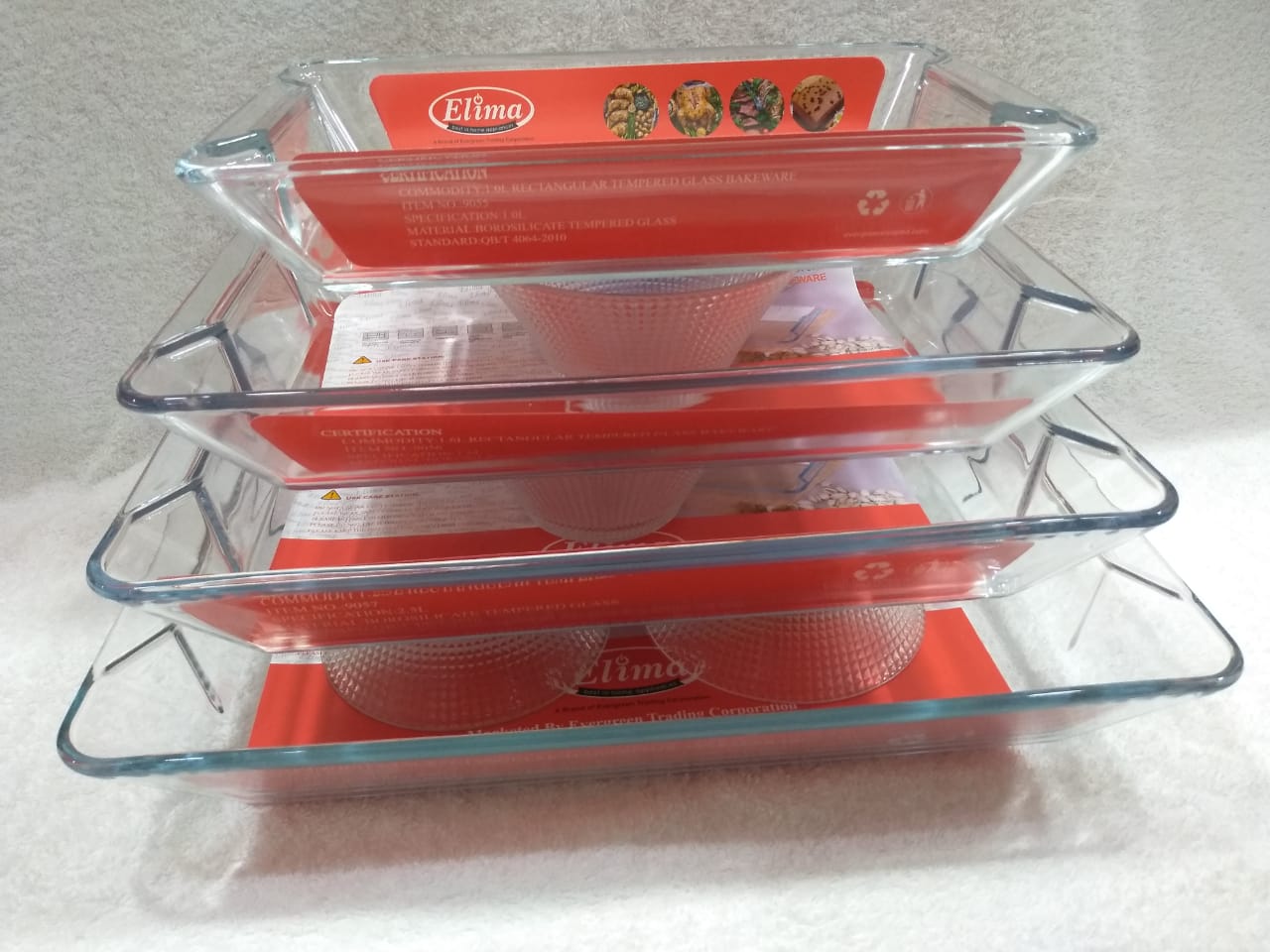 4 Pcs Oven Proof Glass Serving Dish Set / Bati Set - 3.6L, 2.5L, 1.6L,1L