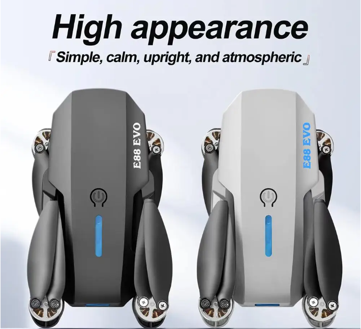 FLH-E88 Max Mini Drone, Duel Camera , Duel Battery Brashless 4K HD Dual Camera Intelligent Following UAV Dron Headless Mode Optical Flow Hover Professional FPV RC Drones E88. 