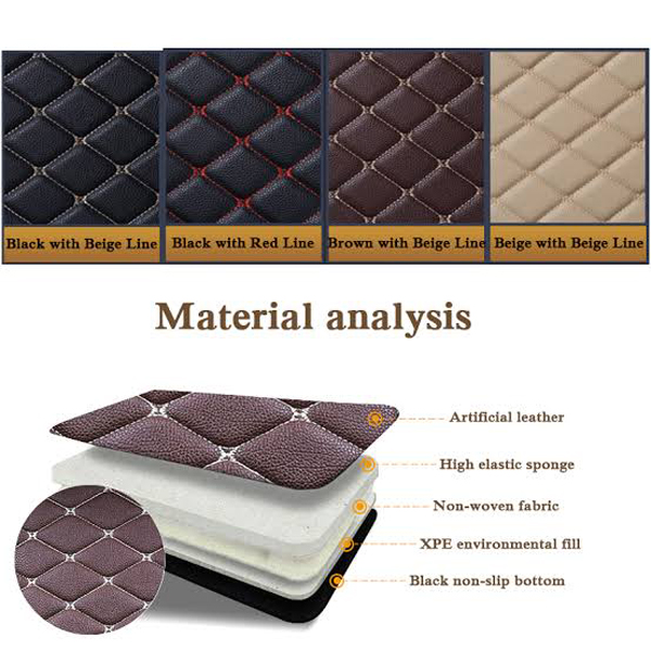 PVC LEATHER 7D CAR MAT , 7D Car Mats For 5 SeateR Luxurious car mats -BLACK & RED. 
