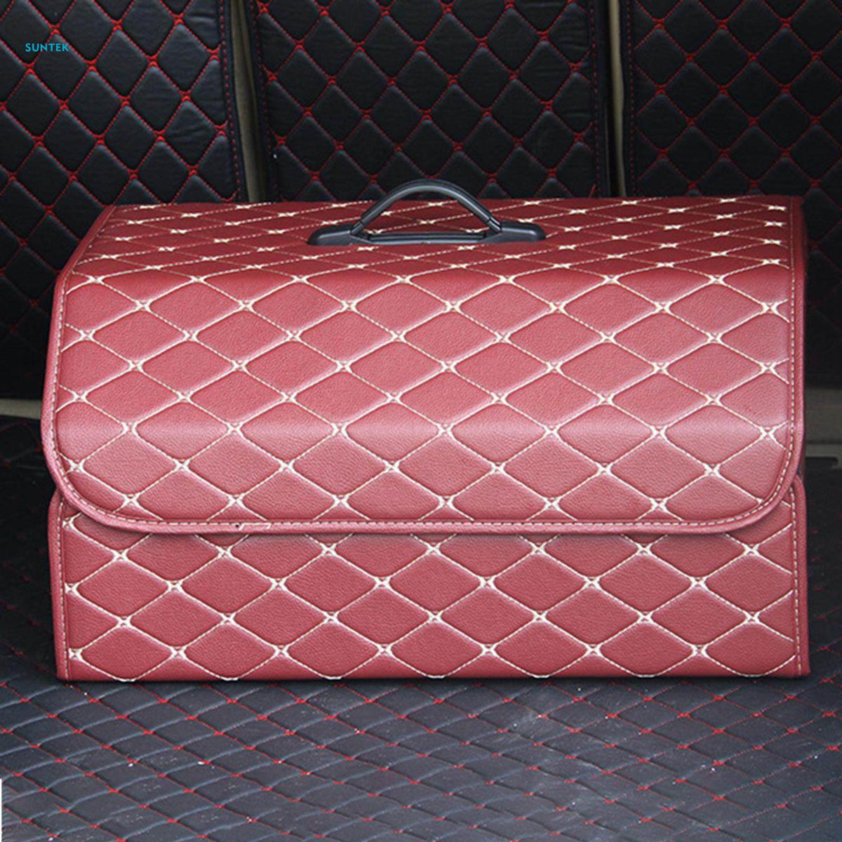 PU Car Trunk Storage Box with Lid Stowing Tidying SUV MPV