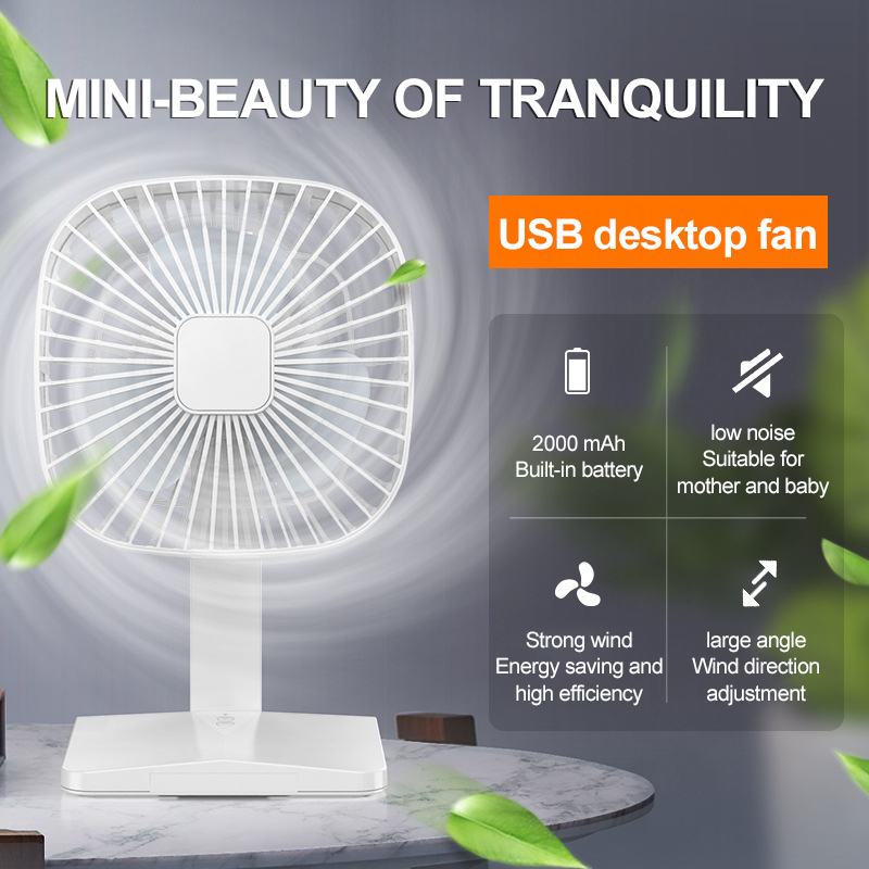 Small Desk Fan, Portable Table Fan Usb Rechargeable 4500mah Battery