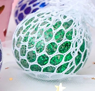 Kid Adult TPR Hand Squishy Ball with Net Rainbow Slime Glow Stress Relief Toy Squeeze Mesh Glitter Gel Bead Sensory Fidget Gfit. 