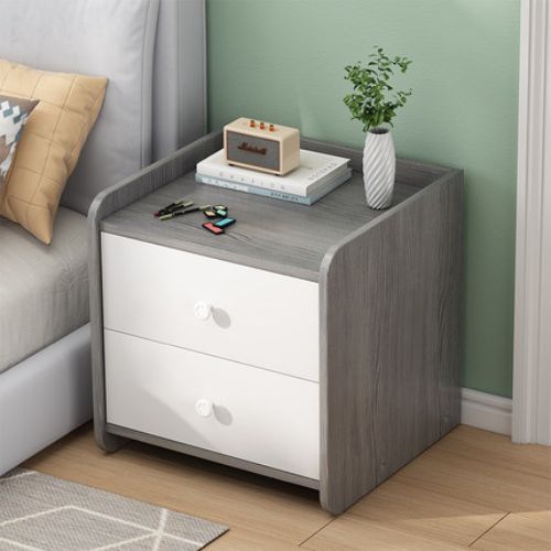 Modern Drawer System Nightstand and Bottom Cubby, Bed Side Table, Bed Side Storage