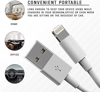 Apple USB Charging Cable for iPhone 6, 7, 8: A Trusted and Reliable Accessory for Fast and Convenient Charging.. 