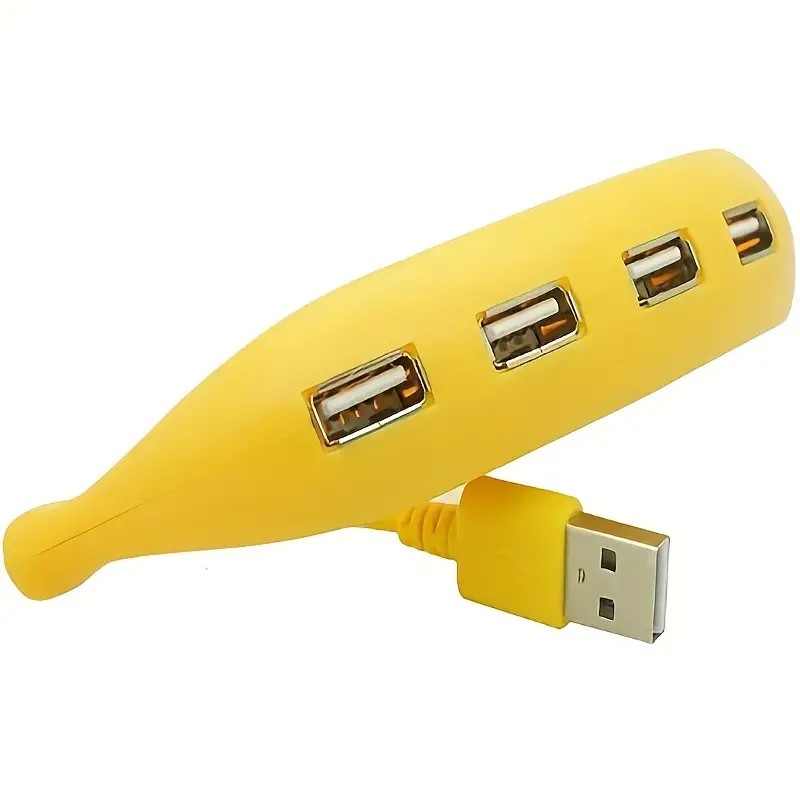RUNBERRY Adorable Funny Banana Shape Design USB 2.0 4 Port Hub, Portable Creative Extender, Suitable for PC Mac Laptop. 