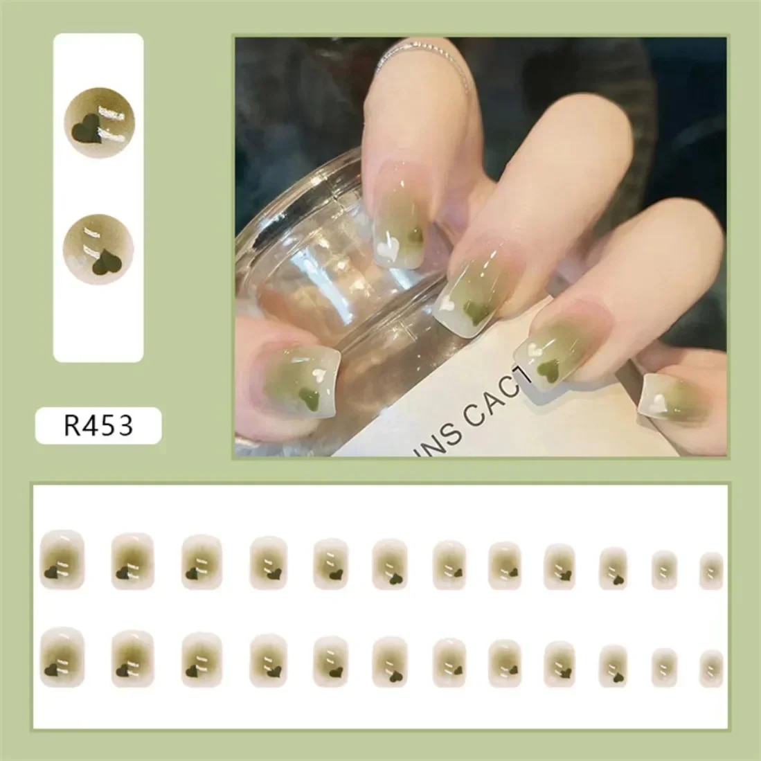 24Pcs Artificial Nail Art Nails Full Coverage Removable Nail Design Blue Heart Ballet Short Press on Nails AcrylicTips. 