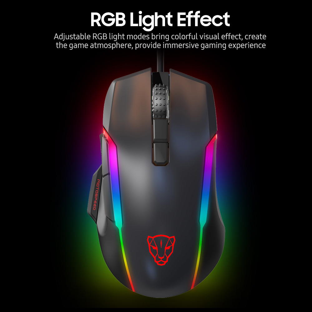 Motospeed V90 Wired Gaming Mouse RGB Backlight Ergonomic 8 Adjustable 50000 DPI Computer Office Macro Drive PMW3325 For Laptop. 