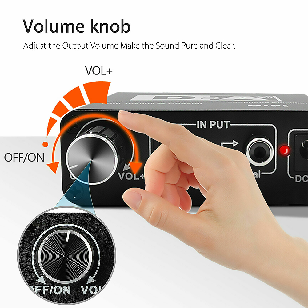 32-192k Digital To Analog Audio Converter Receiver Volume Adjustment Bidirectional Toslink To Coax Audio Adapter. 
