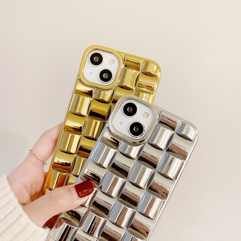 For iPhone 13 Pro Max Weave Texture Electroplated TPU Phone Case. 