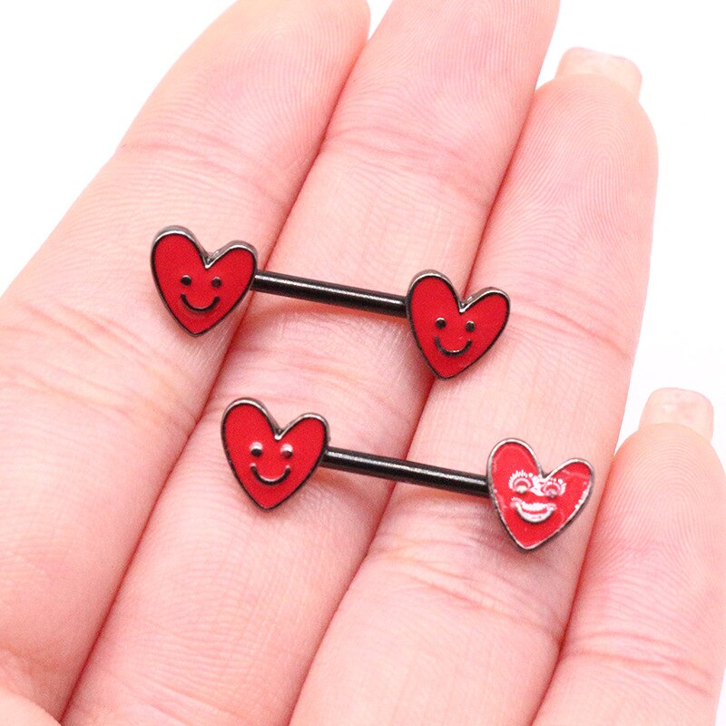 Halloween Bat Punk Devil Wings Nipple Ring Ghost Hand Heart Nipples Stud Piercing Stainless Steel Drill Ball Milk Ring Chains. 