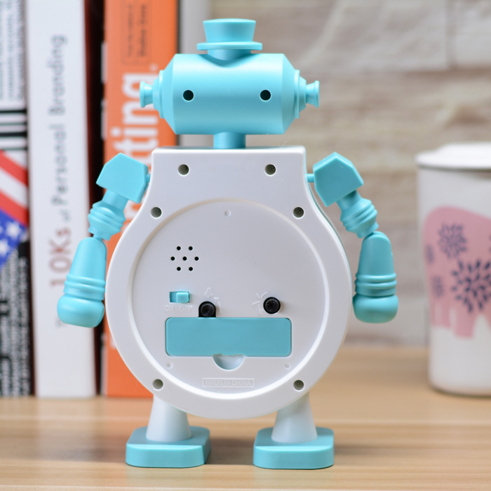 Korean Style Cute Creative Table-Mounted Robot Alarm Clock Student Wake-up Clock Stationery Store Supply Daily Necessities Wholesale. 