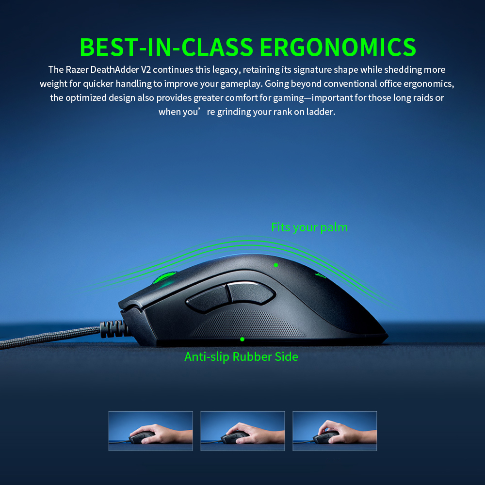 Razer DeathAdder V2 Wired Gaming Mouse 20000DPI Optical Sensor FOCUS+ (PAW3399) Chroma RGB Mice 8 Programmable Buttons Ergonomic Design. 