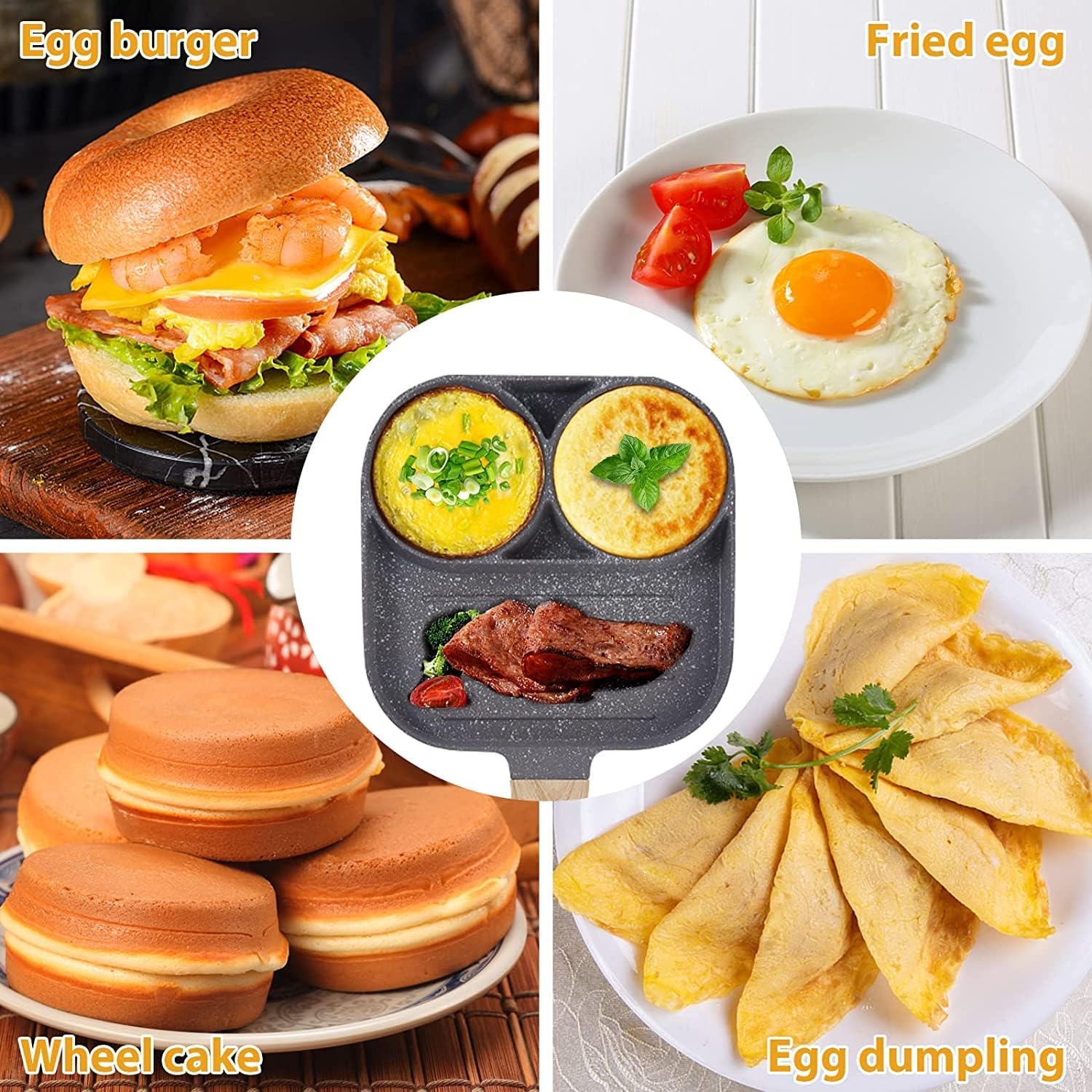 Multi-Purpose Pancake Pan, 3 Holes Frying Pan, Non-Stick Fried Egg Pan, Eye Pan, Fried Egg Pan, You Can Not Only Fry Eggs, But Also Grilled Sausage Steak Roasting Poa-Free. 
