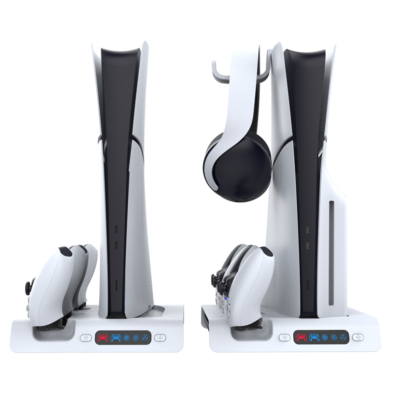 For Slim Console Cooling Dock with 3-Speed Airflow Gamepad Holder Charging Headset Hanger with RGB Lights Durable. 