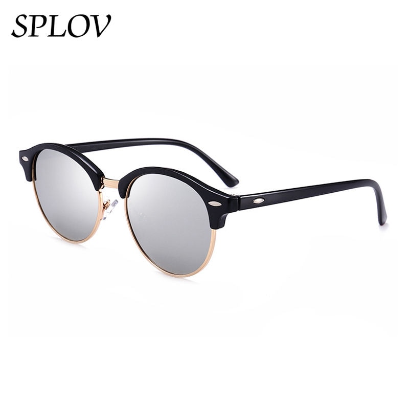 【VisioN Shop】C13P Black MercuryHalf Metal Sunglasses Men Women Brand Designer Glasses Mirror Fashion Gafas De Sol UV400 Classic N03. 