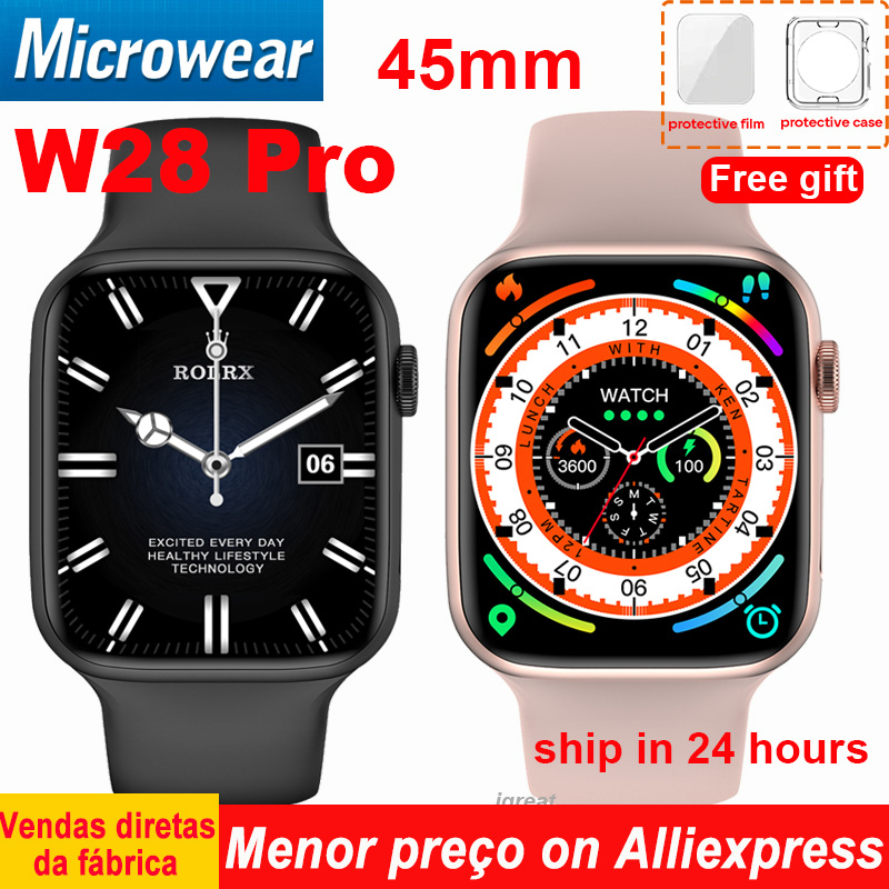 Microwear W28 Pro + Smart Watch 8 Men Women Passlock Strap Lock Always On Display Bluetooth Calls NFC Series 8 Smartwatch