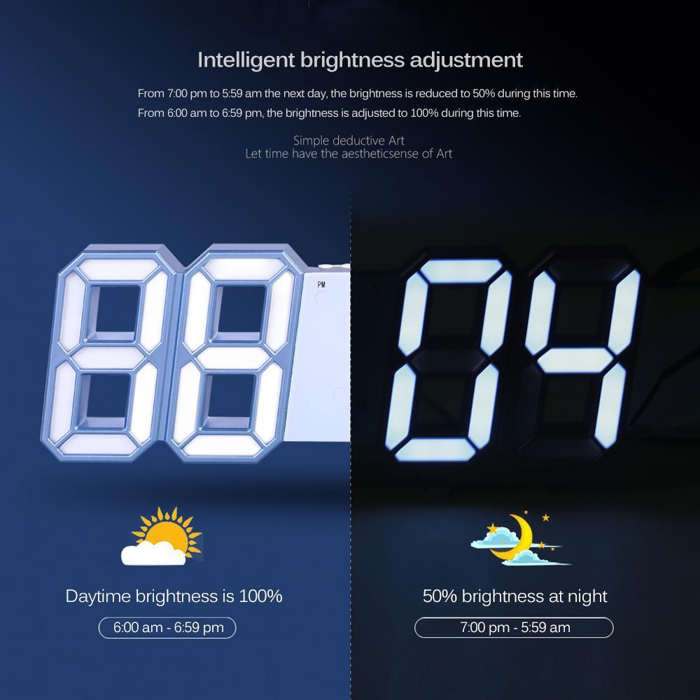 Goglor 3D LED Wall Clock Modern Digital Table Desktop Alarm Clock Nightlight Saat Wall Clock Watch For Home Living Room 24 or 12 Hour. 