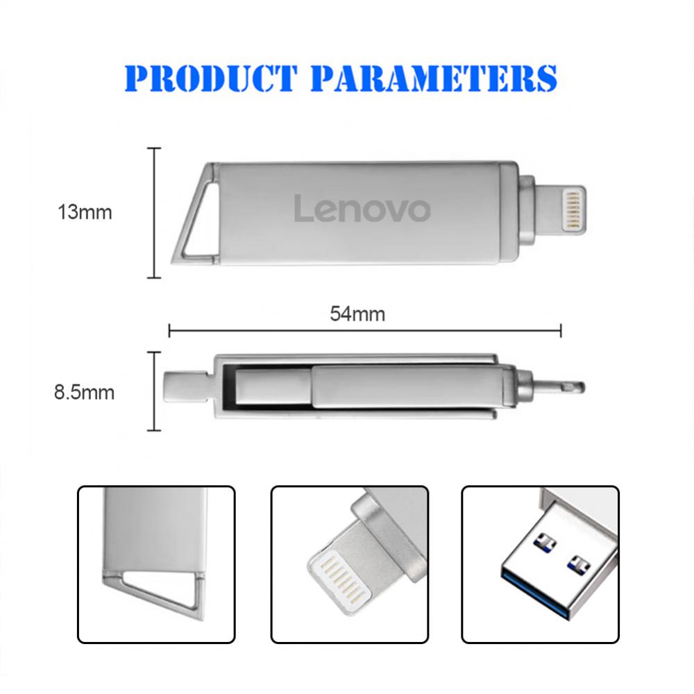 Lenovo USB Flash Drive Rotatable 3 IN 1 USB 3.0 Lightning TYPE-C Interface Pen Drive 2TB Usb Memory Cle Usb For IphonePC Ps4 Ps5. 