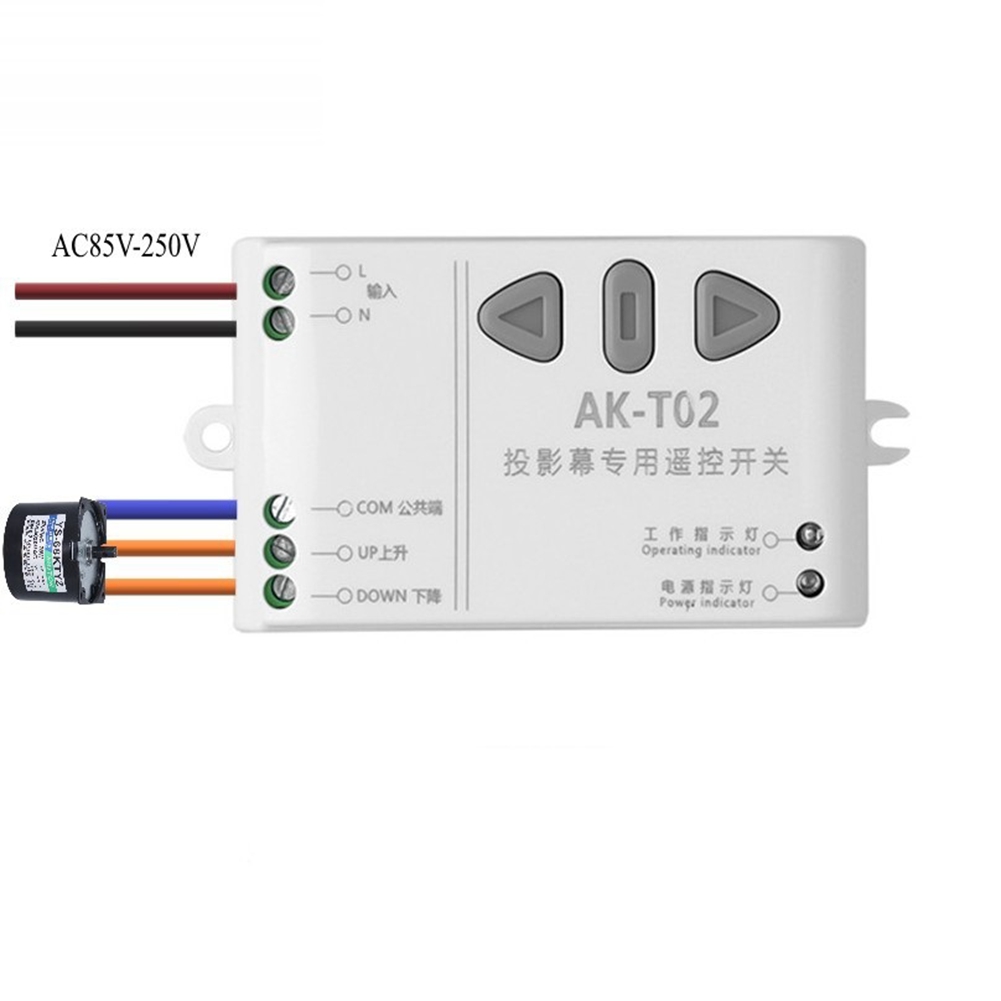 AC85-250V Motor Remote Projection Screen Motor Wireless Switch ABS 433 UP Down Stop Forwards Reverse Stop. 