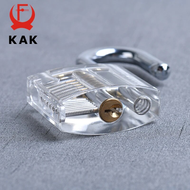 KAK Transparent Practice Padlock with Keys 80x50mm DIY Visible Lock Pick Tools Cutaway Practice Padlock Training Locksmith Tool. 