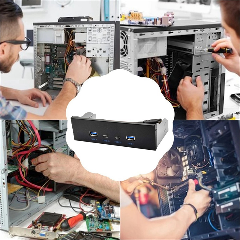 USB3.2 TYPE-C Optical Drive Panel 2X USB GEN2+2X TYPE-C 3.5-Inch 5.25-Inch HUB 19PIN to C-Port Front Back Plug. 