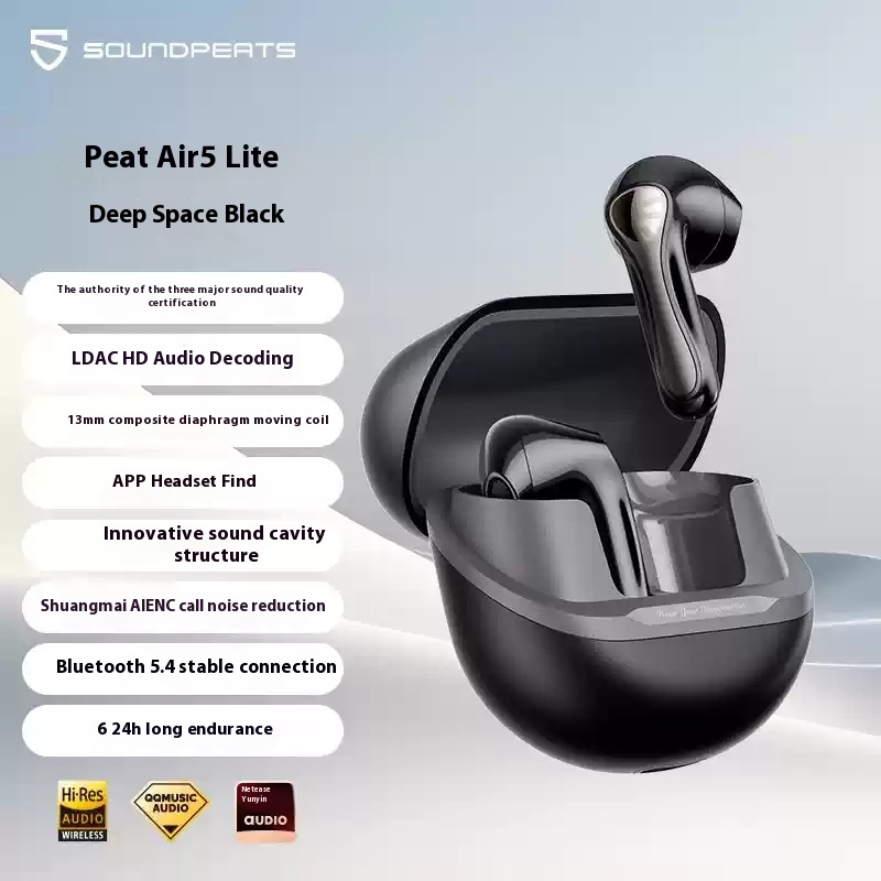 SoundPEATS Air5 Lite Wireless Earphones AI Noise Reduction Hi-Res SISA Spatial Sound Half In Ear Custom Gaming Earbud With 2Mics. 
