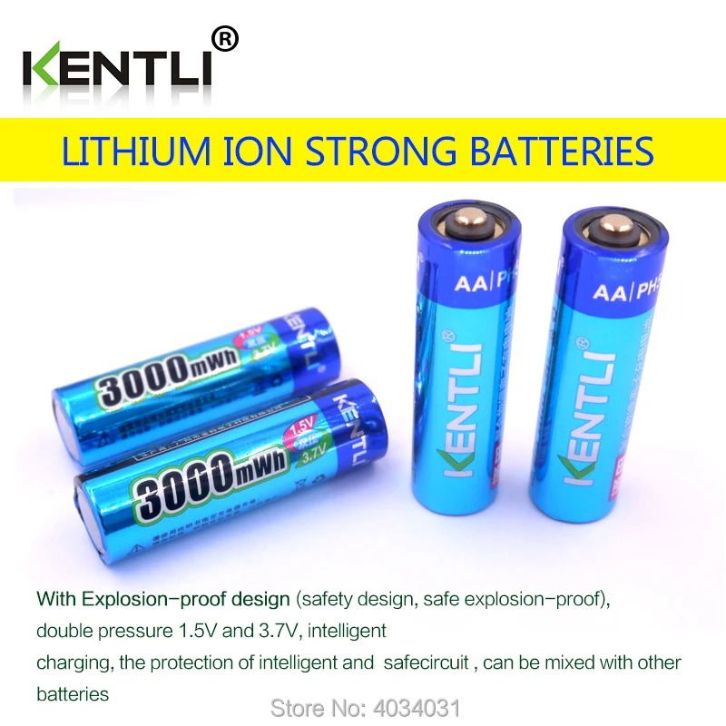 KENTLI Stable voltage 3000mWh AA batteries 1.5V rechargeable aa battery lithium polymer battery for camera ect. 