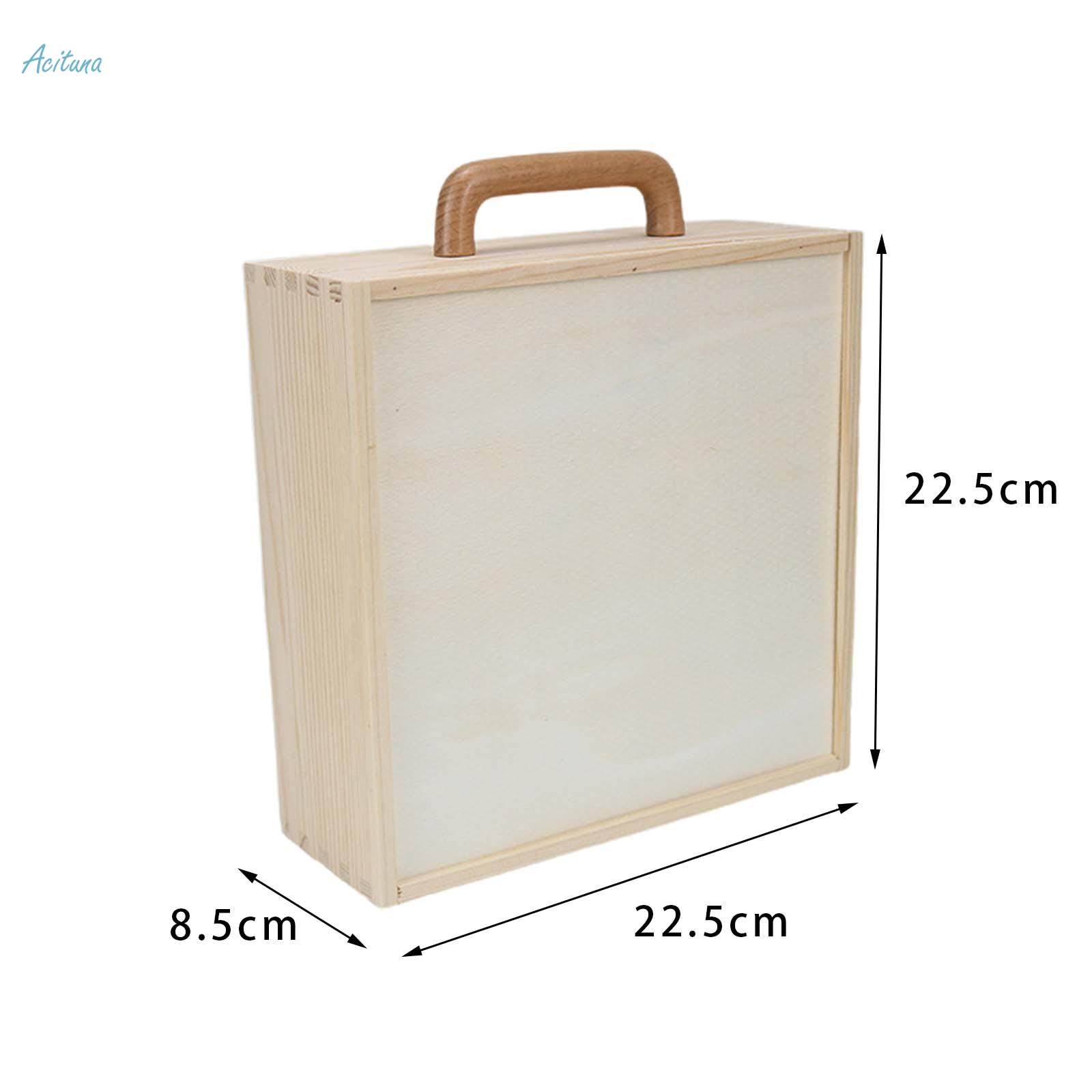 Wooden Box with Handle, Wooden Boxes for Crafts, with Lid Empty Portable Wooden Gift Boxes for Presents, Trinket Box for Wedding DIY Home Decor. 