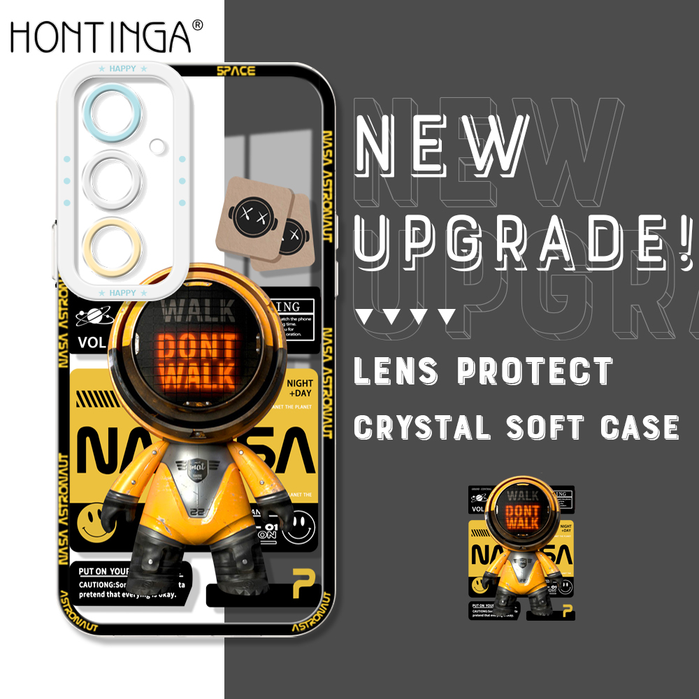 Hontinga for Samsung A25 5G Back Cover New Astronaut Camera Protection Transparent TPU Soft Phone Case