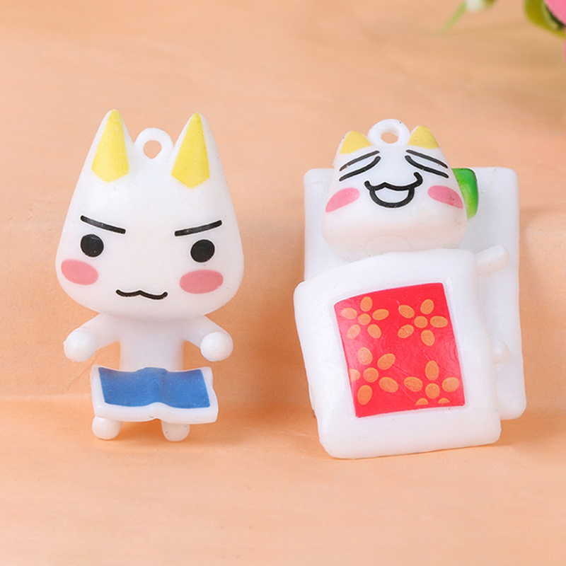 10Pcs Kawaii Toro Inoue The Cat Cute Action Anime Figurines Car Interior Ornament Keychain Charm Pendant Toys. 