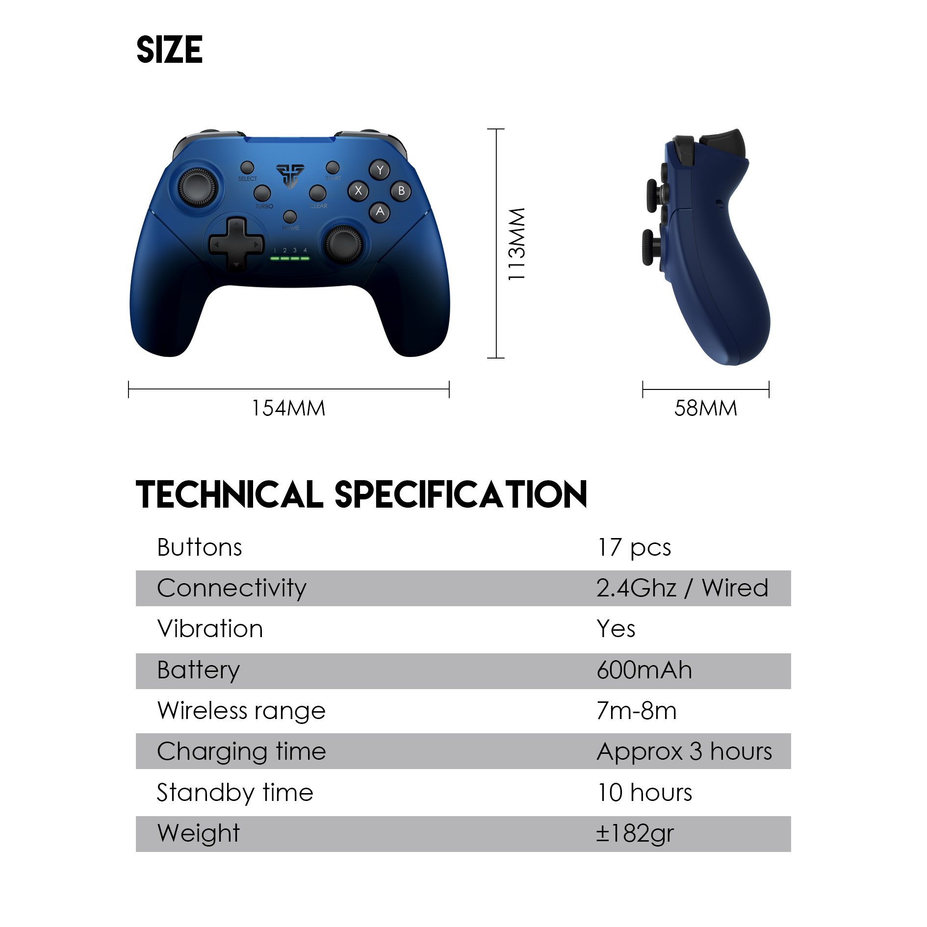 FANTECH WGP13 2.4G Wireless Gamepad For Windows PC,PS3 Turbo Vibration Control Joystick. 