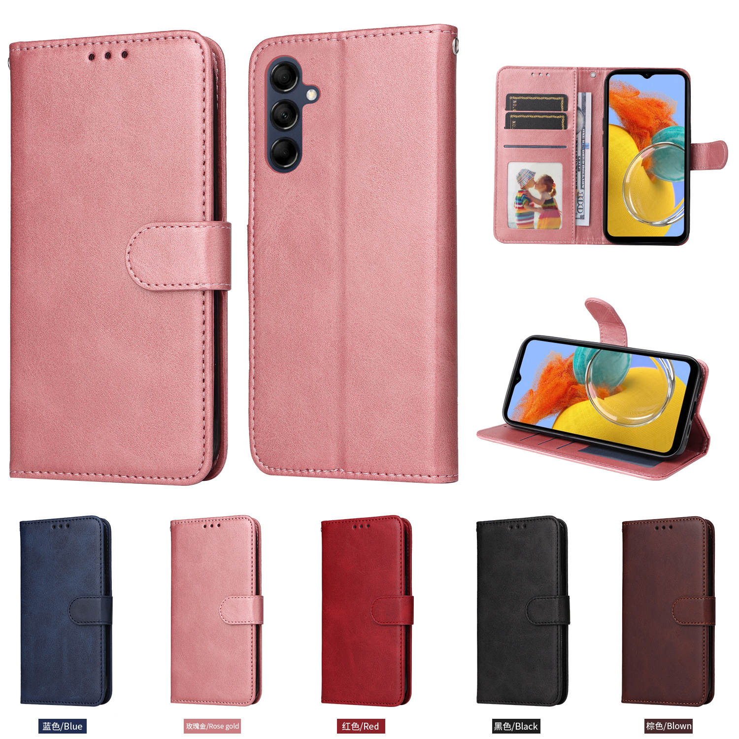 Flip Leather Case For Oppo A12 A12S A15 A15S A16 A16E A16K A17 A17K Card Wallet Phone Zipper Solid Color Embossing Housing Stand. 