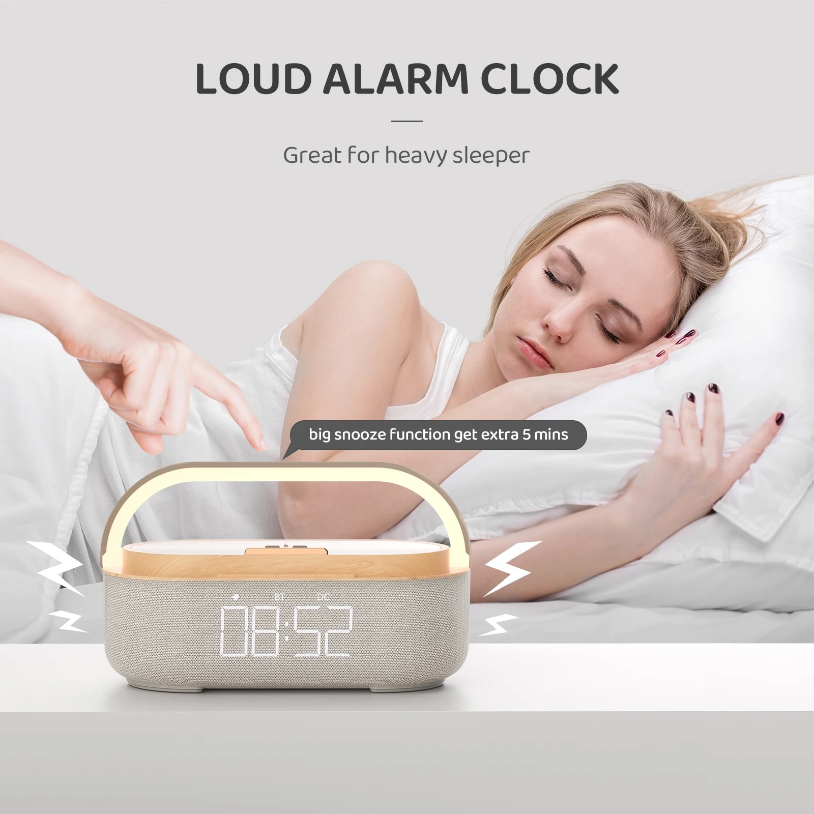Digital Alarm Clock Radio Bluetooth Speaker Wireless Charger Snooze LED Display for Samsung Xiaomi Huawei 30W Fast Charge New. 
