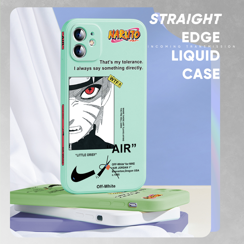 ZCSIBORUI for iPhone X/XS New Anime Uzumaki Naruto Square Edge Pattern Design Liquid Silicone Shockproof Phone Cases. 
