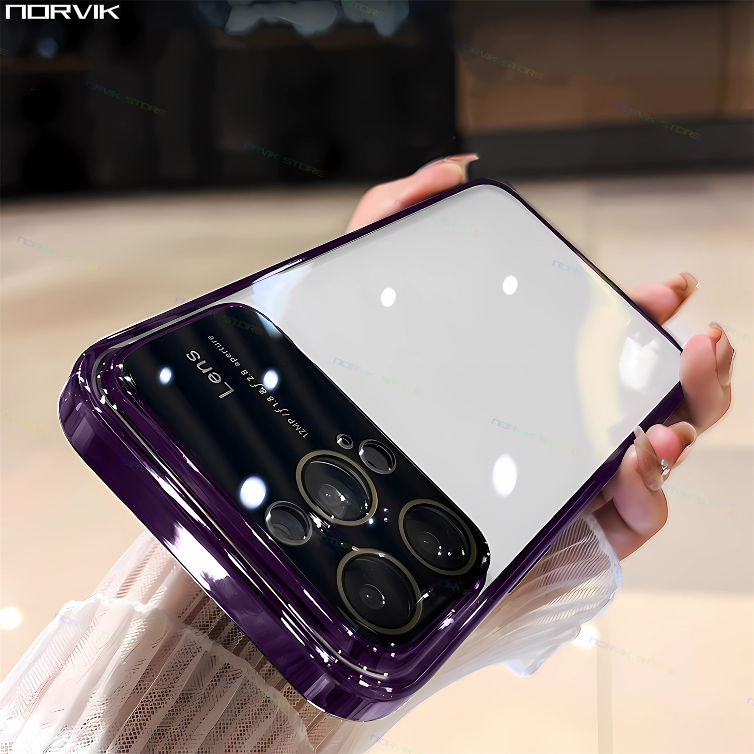 NORVIK for Luxury Plating Soft TPU Clear Phone Case 2023 New Design Full Cover Lens Camera Protector Cover for iPhone 15 14 13 12 11 Xs Max X XR 7 8 6 6s Plus SE 2020 2022 Shockproof Casing I44-1