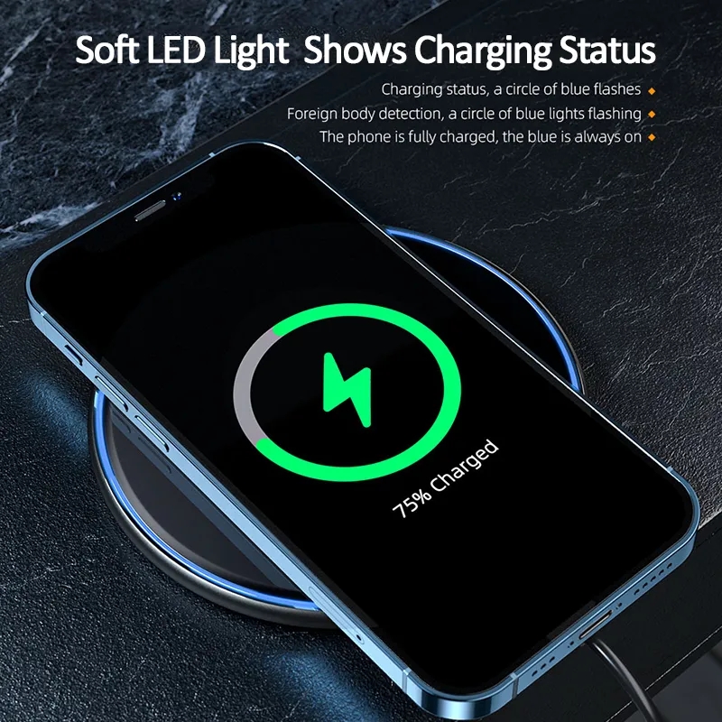 Essager 15W Qi Wireless Fast Charging Supports All Wireless Charging Phones Induction Pad For iPhone 14 13 12 Pro Max X Xiaomi mi 10 Samsung S20 Huawei. 