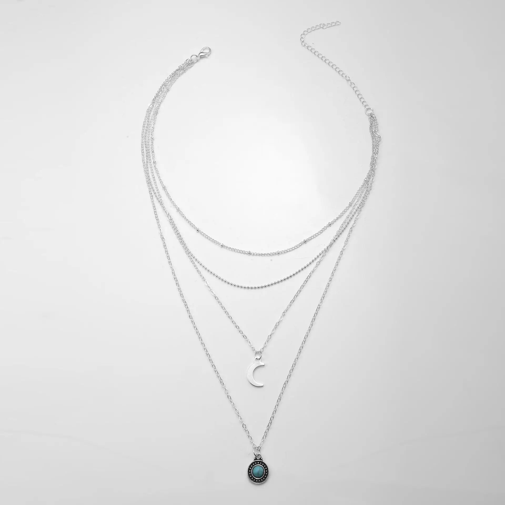 【3C VictoryEagle】Abayabay Round Chain Necklaces Lovers Silver Color Trendy Girl Collares. 