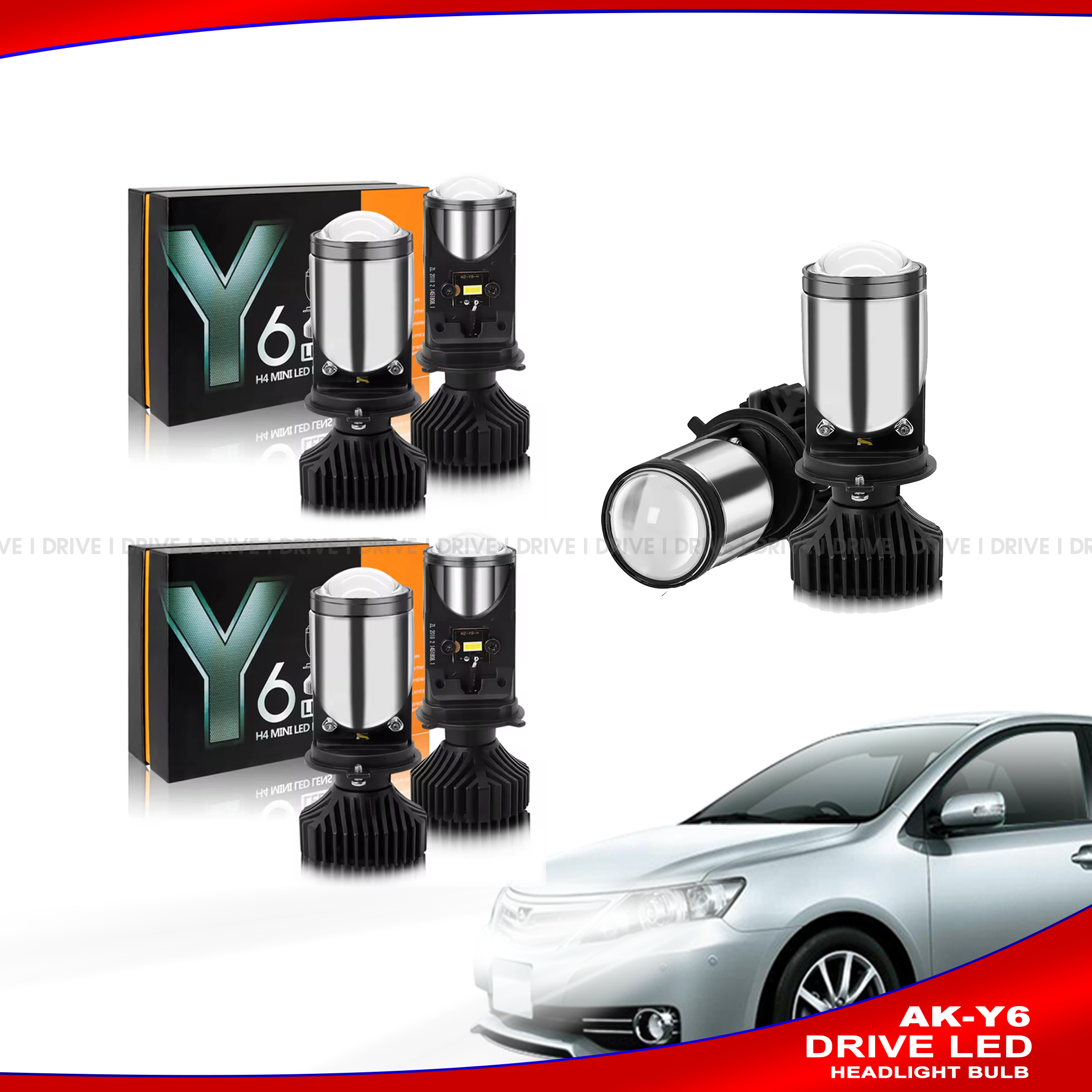Y6 Super Bright Automotive Headlight bulb | LED H4 Mini Projector Lens ...