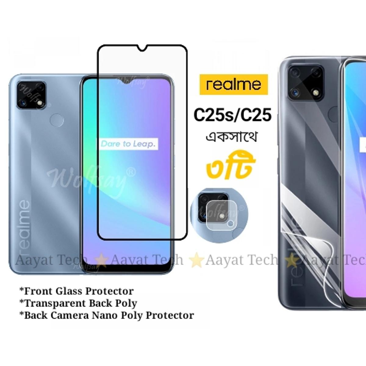 Realme C25s C25 3in1 Combo Pack (Front Screen Protector Glass