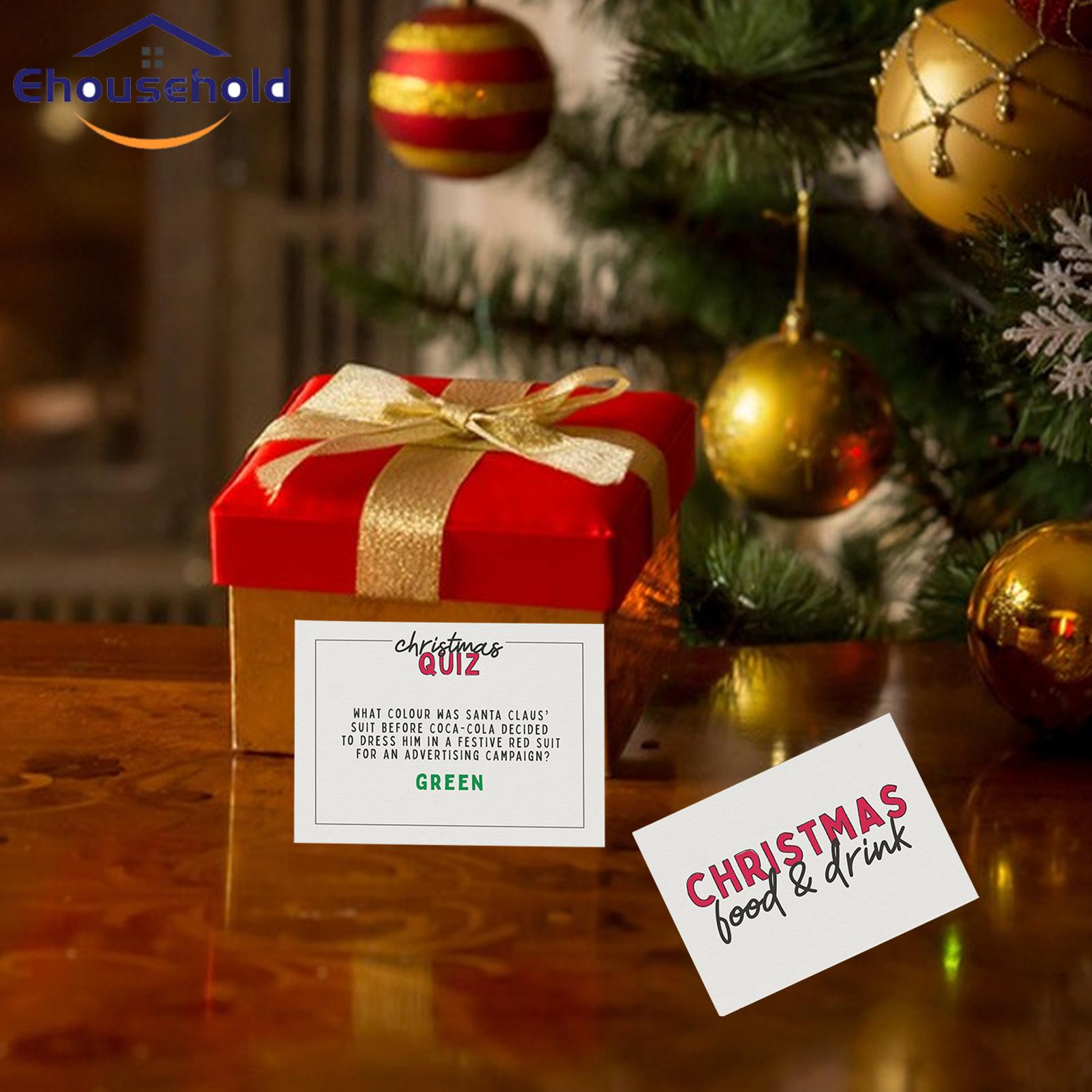 General Knowledge Quiz Card Fun Christmas Trivia Game Card Set Interactive Activity for the Whole Family Perfect Holiday Gift Christmas Quiz Card. 
