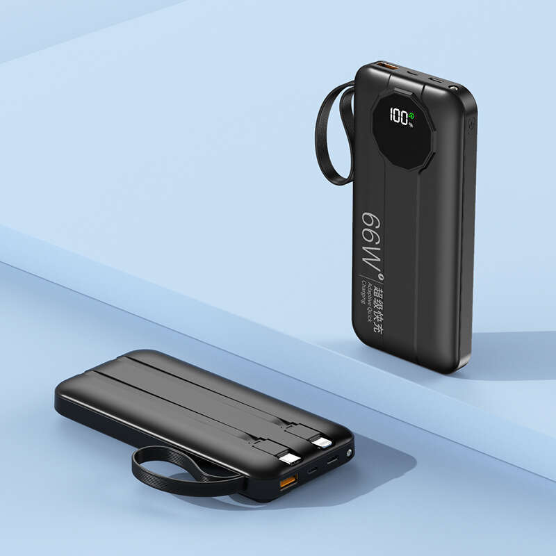 3C certified 20000mAh large capacity PD20W super fast charging portable with built-in dual line power bank. 