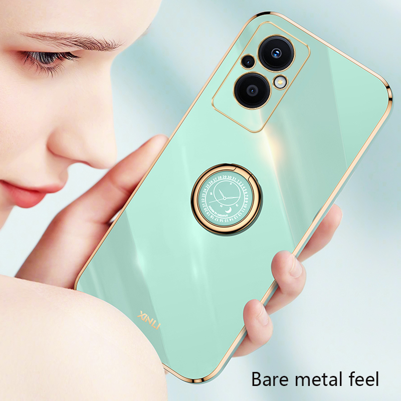 Tokifu For OPPO F21 Pro 5G Case Luxury 6D Plating Soft Back Cover Silicone Phone Cases With Stand. 