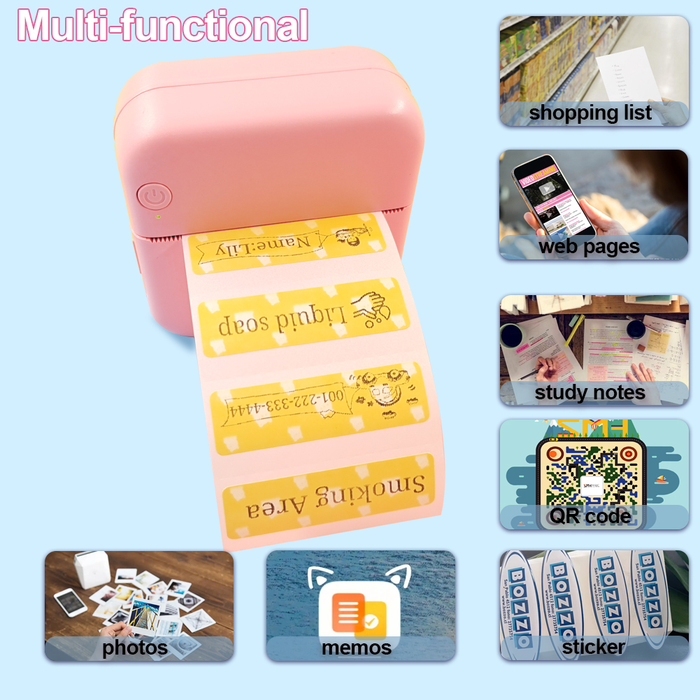 Mini Thermal Printer Photo Note Sticker Printing Bluetooth Wiressless Printer for IOS Androd Phone No Need Ink in 57mm.. 