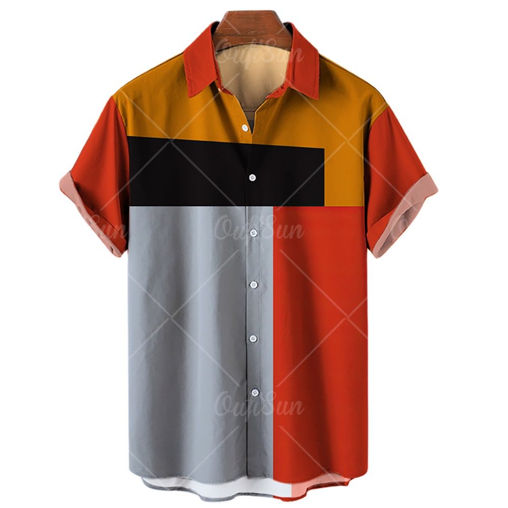 2022 Summer Hawaiian Men's Shirts Colorful Striped 3d Printed Shirts For Men Beach Casual Tee Shirt Men Large Size Tops Camicias. 