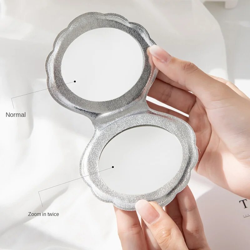 Dream Laser Color Shell Shape Makeup Mirror 2X Magnifying Mirror Portable Double-sided Folding Pocket Kawaii Makeup Accessories. 