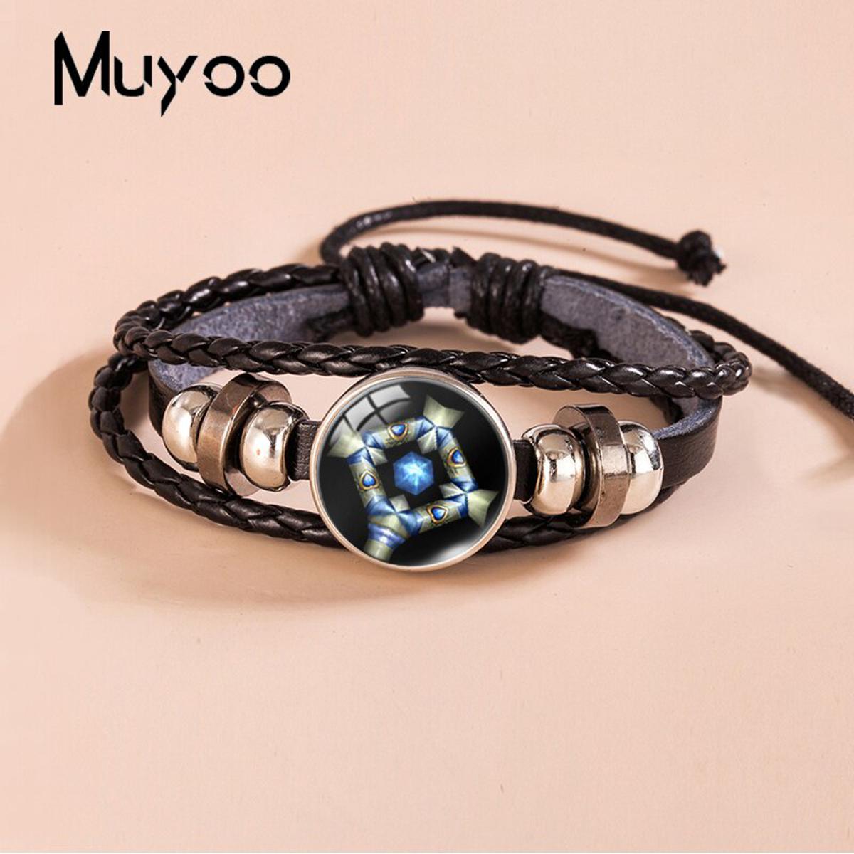 2023 New World of Warcraft Leather Bracelet WOW Alliance Horde Snap Button Bracelets Glass Dome Photo Bangles For Men