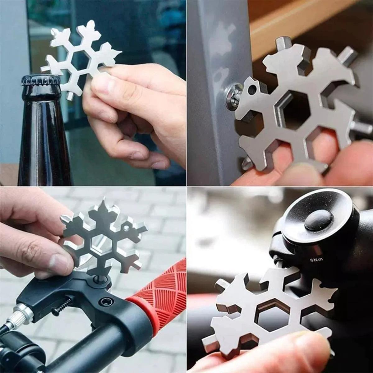 Amenitee 18-in-1 Snowflake Multi-Tool - Easy N Genius - Saker 18-in-1 Stainless Steel Snowflakes Multi-Tool (Standard, Stainless Steel). 