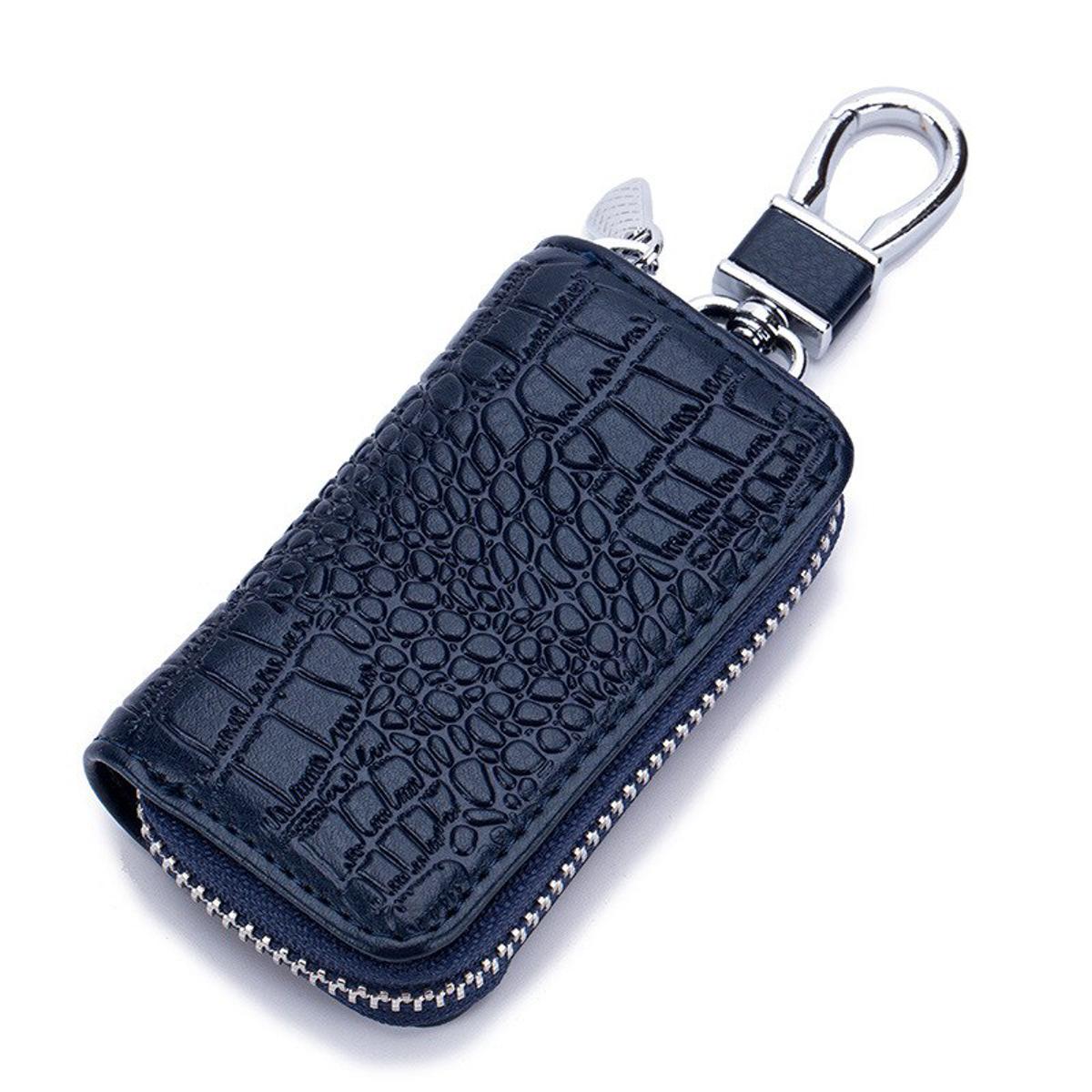 【happy one】CICICUFF Fashion Car Key Bag Unisex Crocodile Print Zipper Keys Cow Split Key Organizer Case Wallet